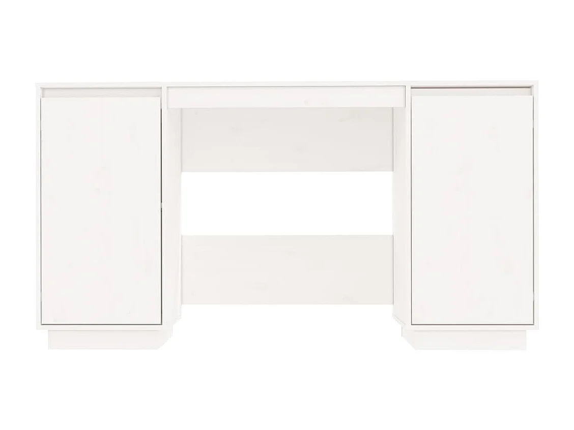 Bureau blanc 140x50x75 cm bois massif de pin