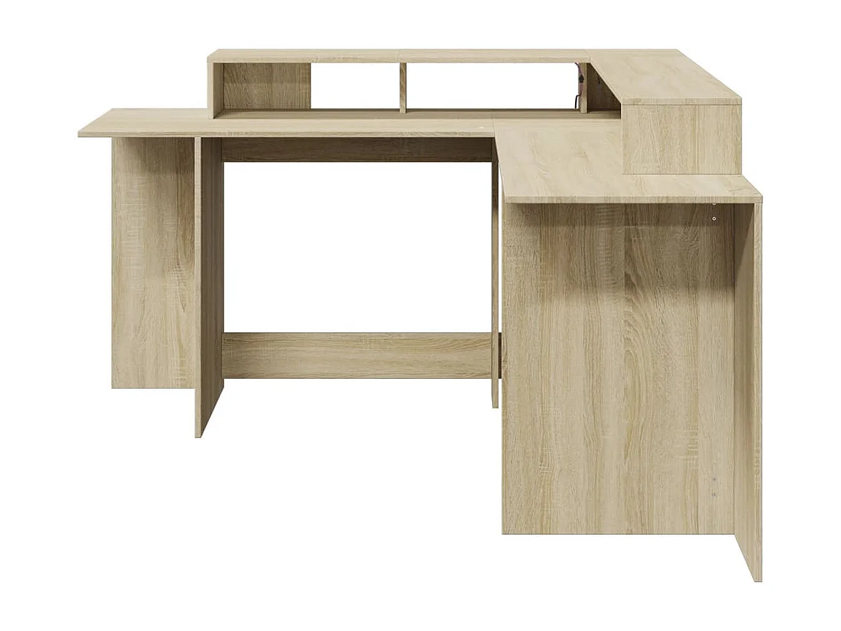 Bureau met LED-verlichting 152x152x91 cm hout sonoma eikenkleur