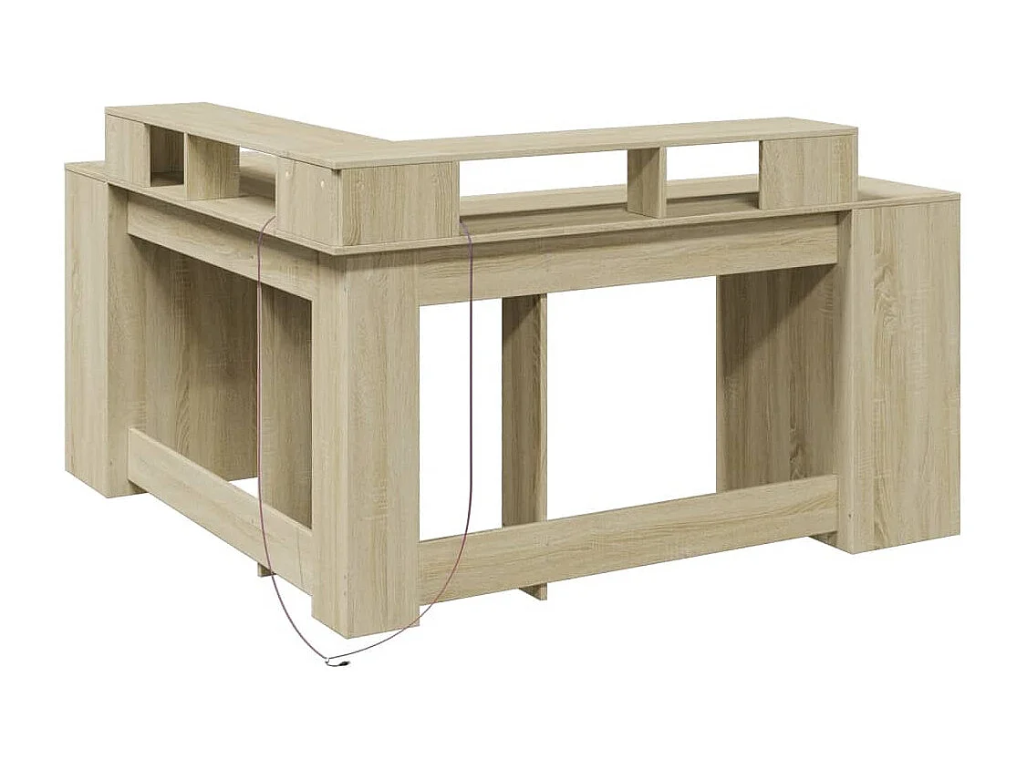 Bureau met LED-verlichting 152x152x91 cm hout sonoma eikenkleur