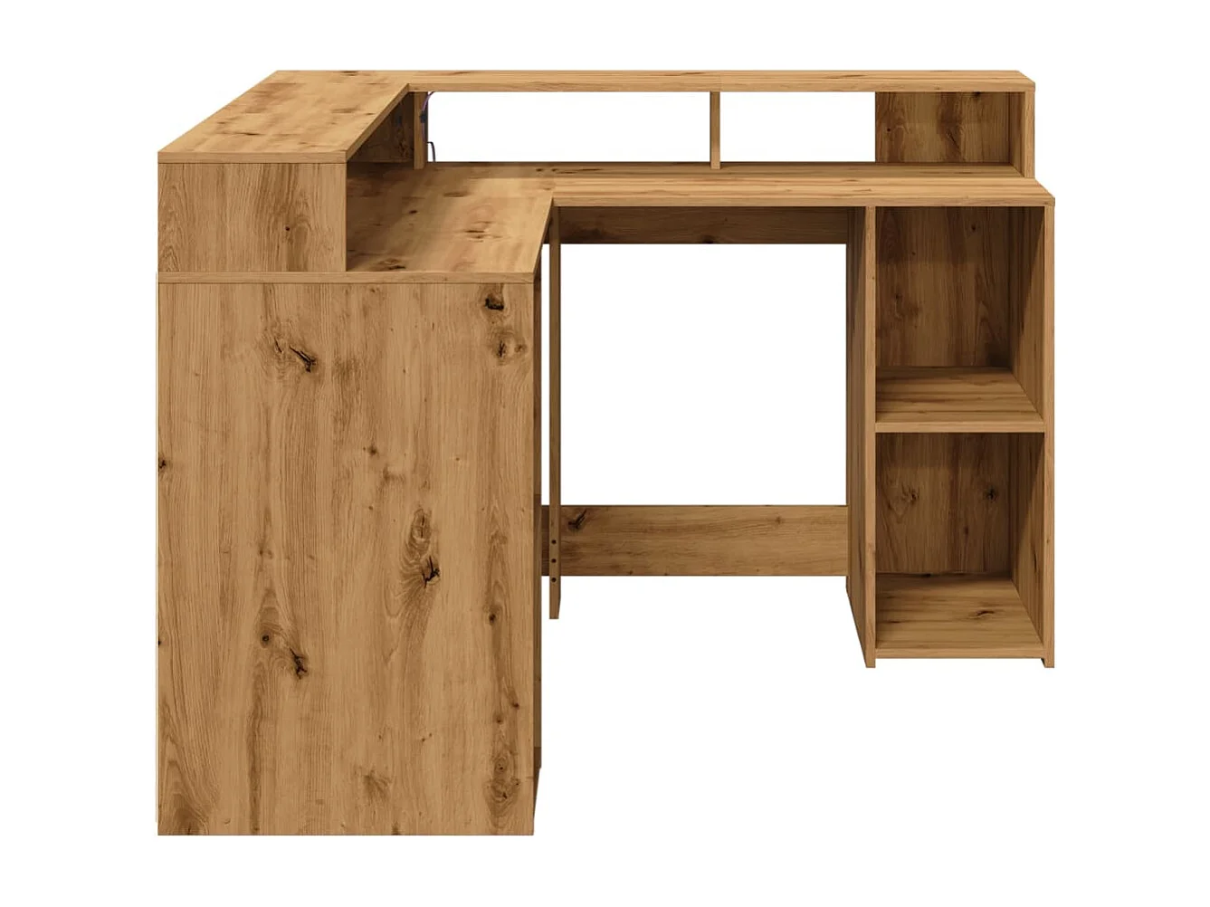 Bureau avec lumières LED chêne artisanal bois d'ingénierie