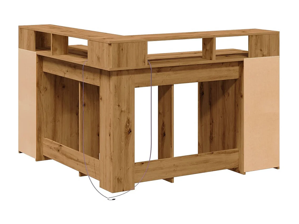 Bureau avec lumières LED chêne artisanal bois d'ingénierie