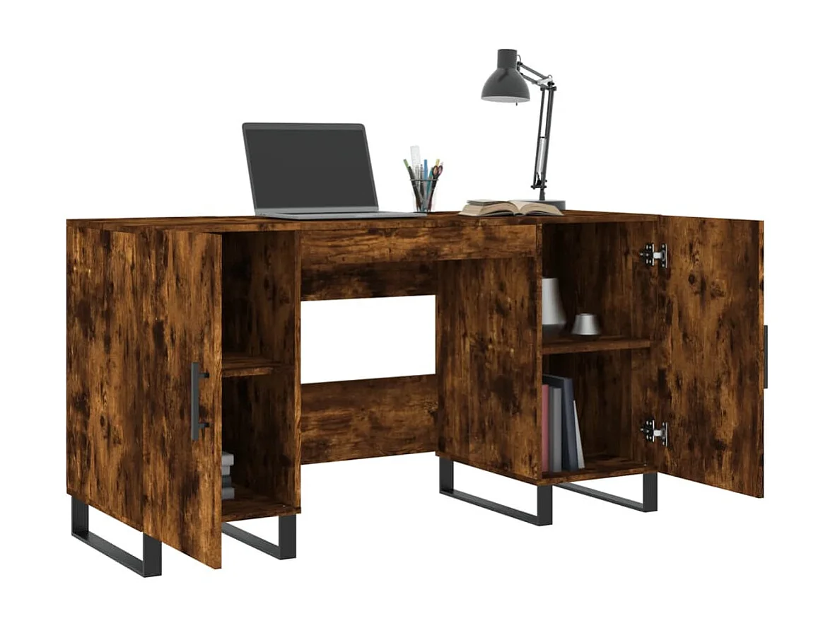 Bureau chêne fumé 140x50x75 cm bois d'ingénierie