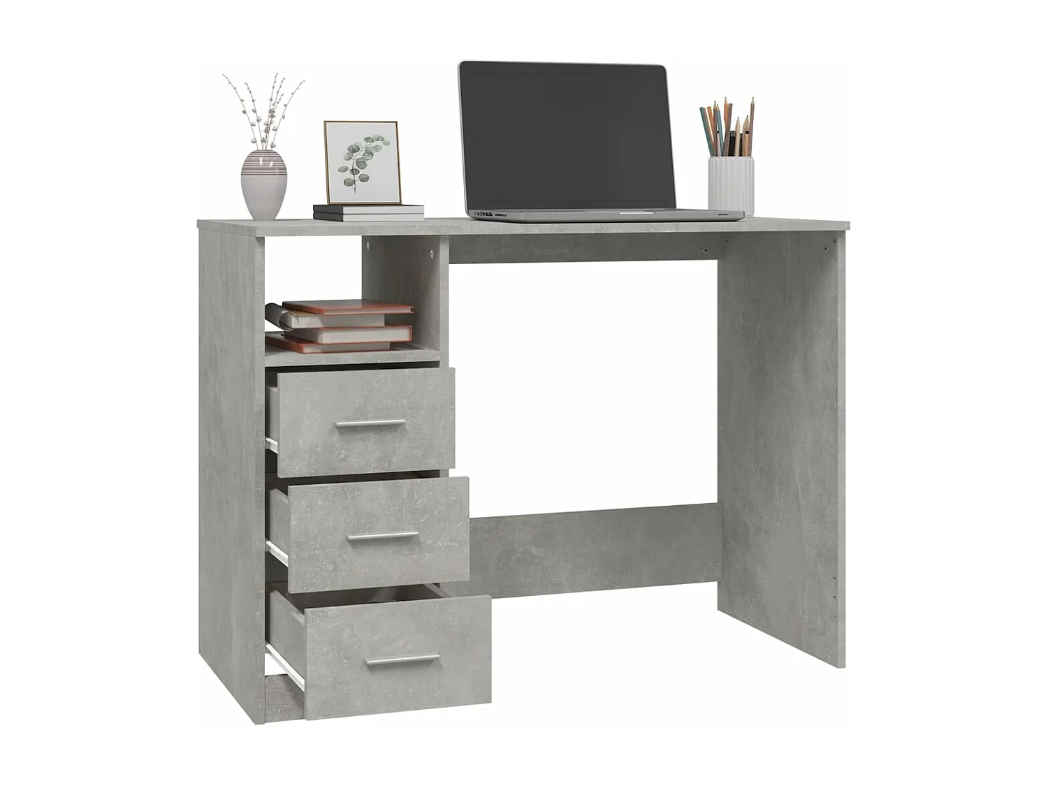 Bureau avec tiroirs Gris béton 102x50x76 cm Bois d'ingénierie