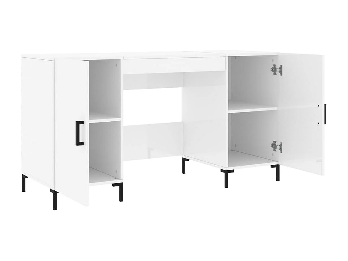 Secretária 140x50x75 cm derivados de madeira branco brilhante