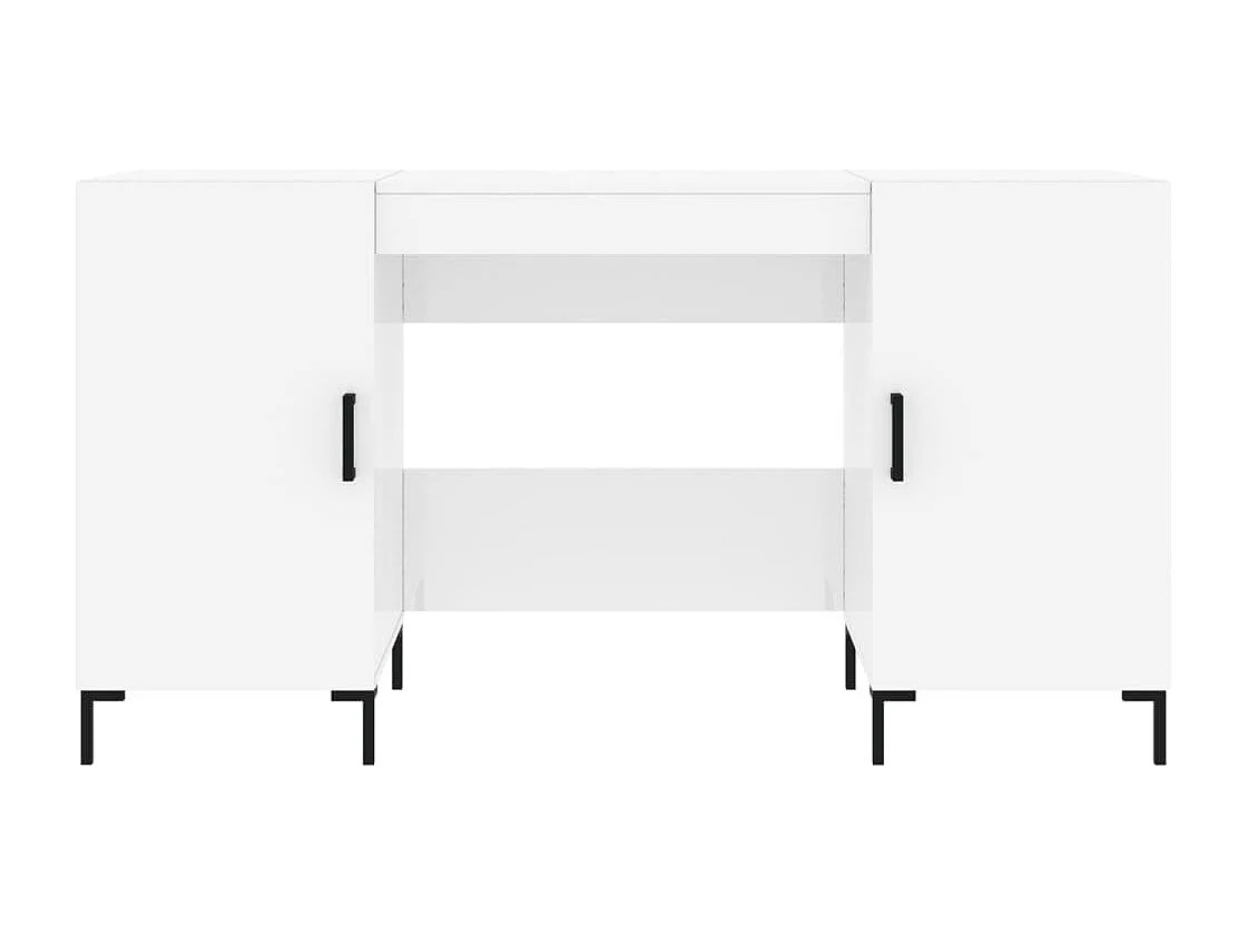 Bureau Blanc brillant 140x50x75 cm Bois d'ingénierie
