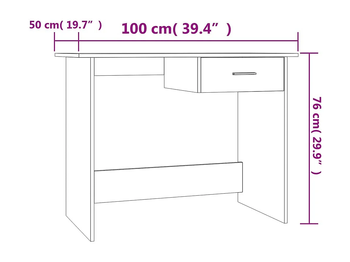 Bureau Chêne fumé 100x50x76 cm Bois d'ingénierie