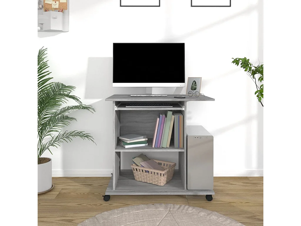 Escritorio de madera contrachapada gris Sonoma 80x50x75 cm