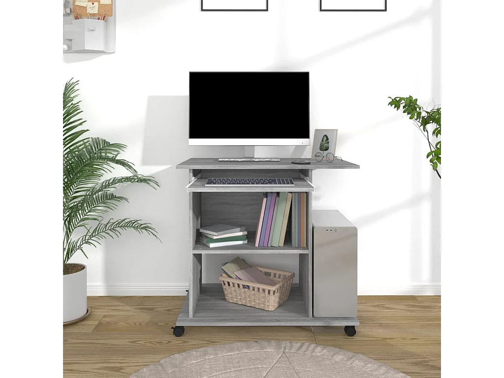 Escritorio de madera contrachapada gris Sonoma 80x50x75 cm