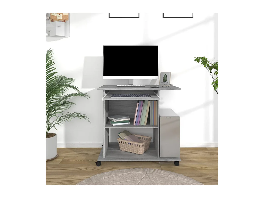 Bureau d'ordinateur Sonoma gris 80x50x75 cm Bois d'ingénierie