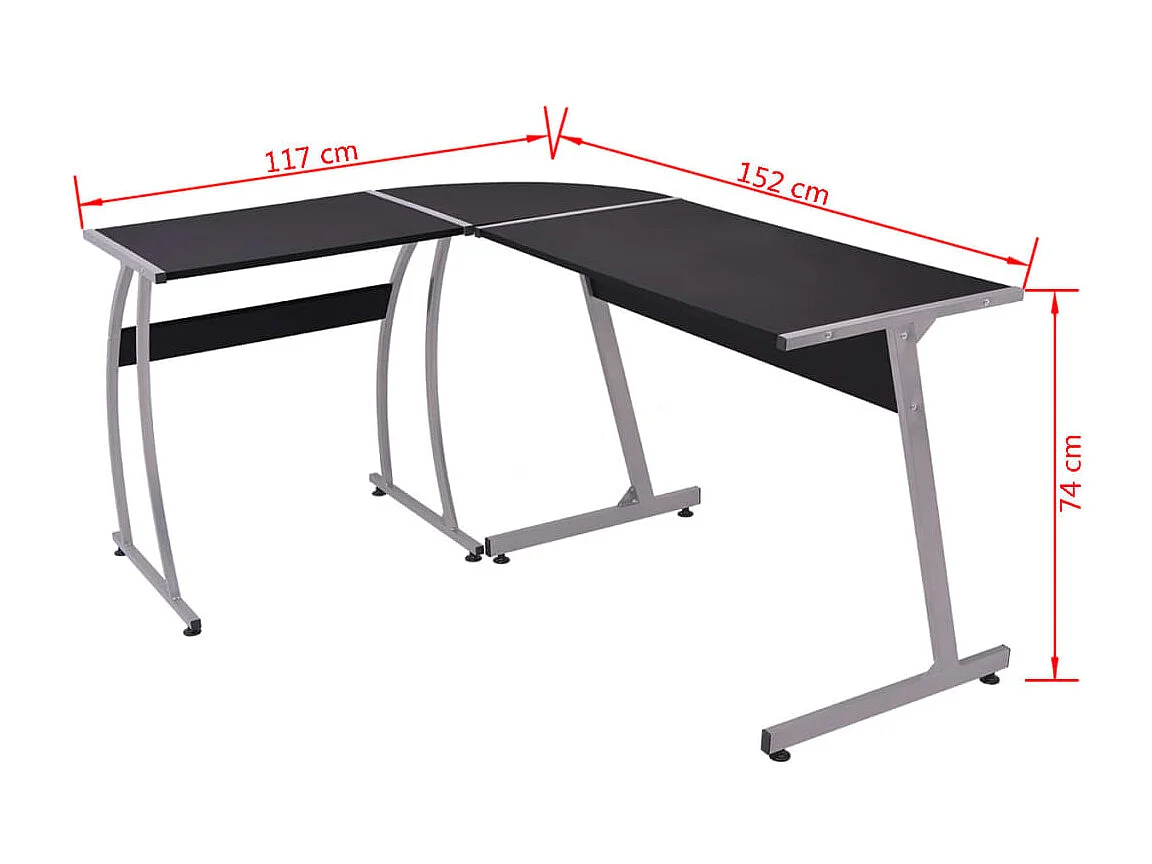 Bureau d'angle en forme de L Noir