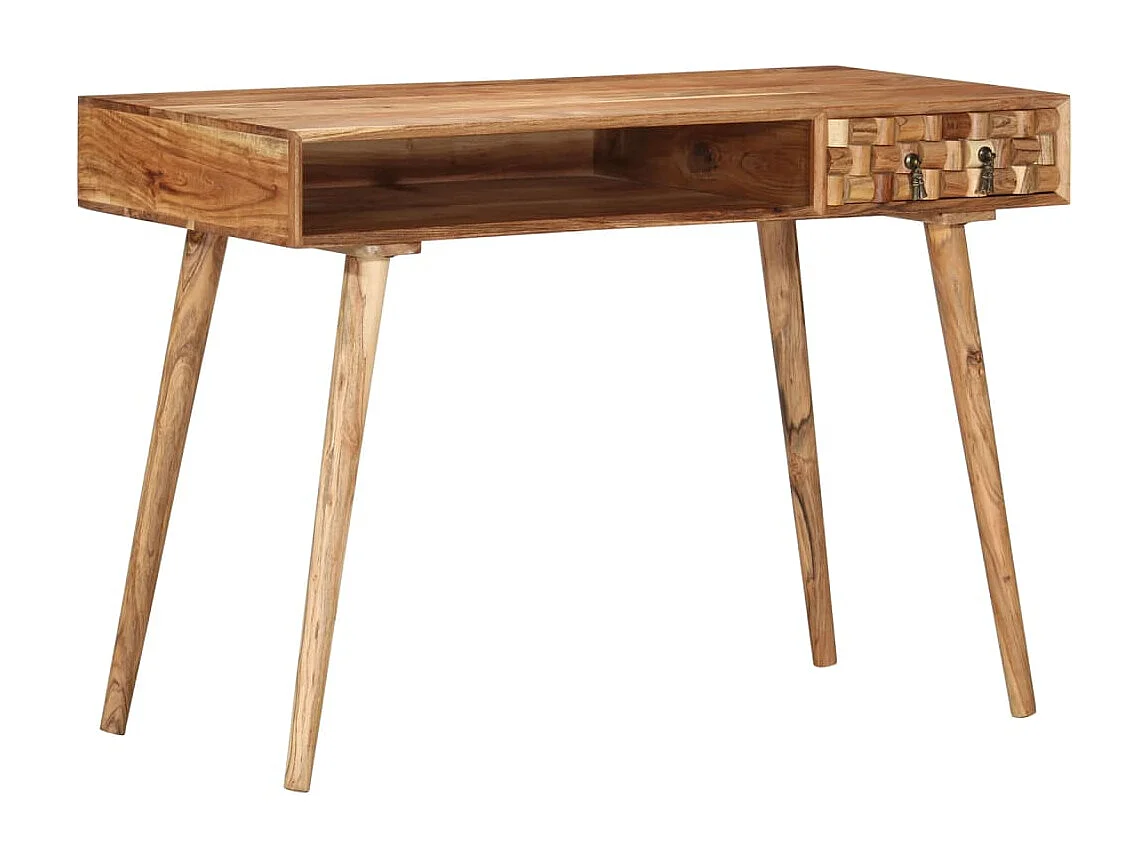 Escritorio de madera maciza de acacia 115x50x76 cm
