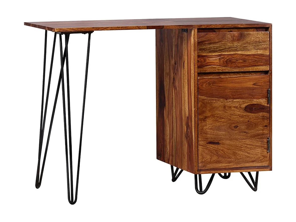 Bureau avec 1 tiroir et 1 armoire Bois massif