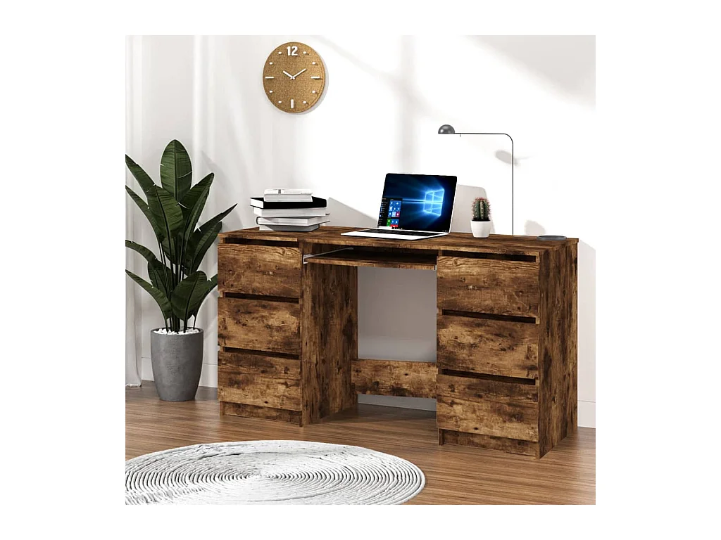 Bureau Chêne fumé 140x50x77 cm Bois d'ingénierie