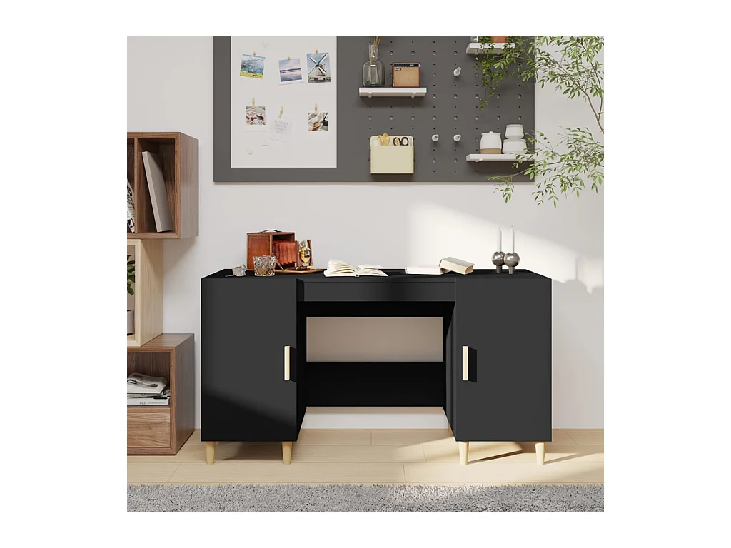 Bureau Noir 140x50x75 cm Bois d'ingénierie