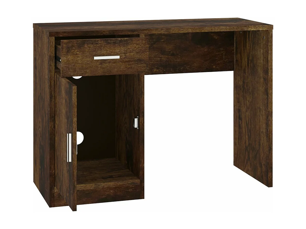 Bureau avec tiroir et armoire Chêne fumé 100x40x73 cm