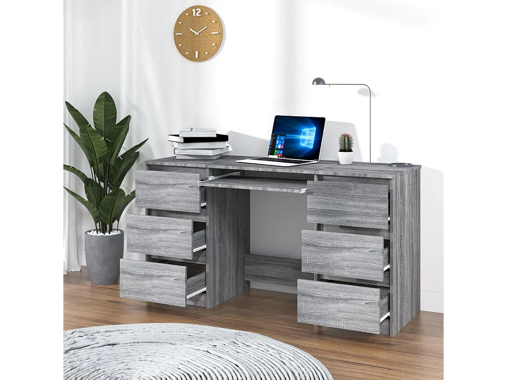 Scrivania Grigio Sonoma 140x50x77 cm in Legno Multistrato