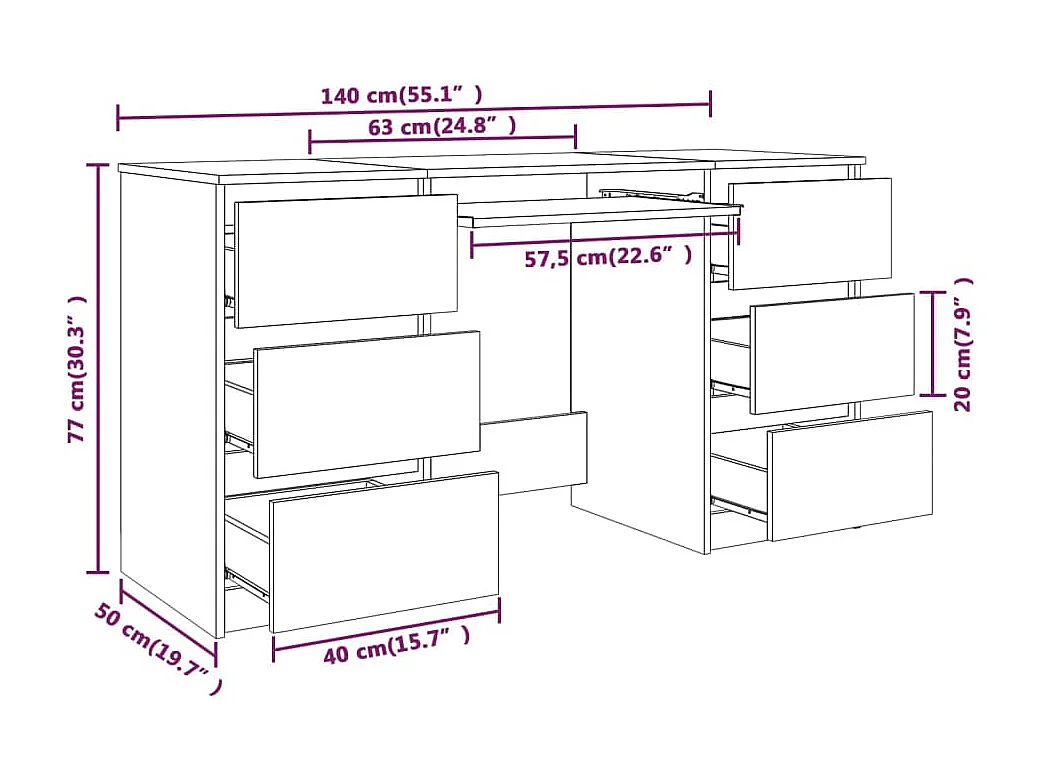 Scrivania Grigio Sonoma 140x50x77 cm in Legno Multistrato