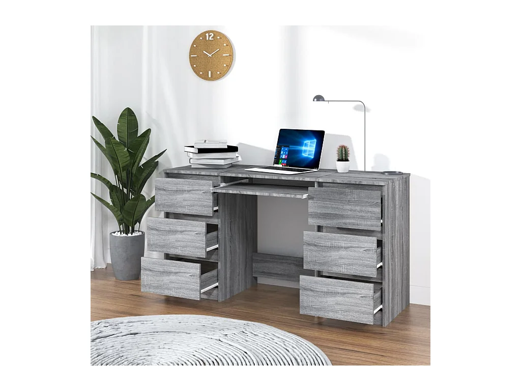 Bureau Sonoma gris 140x50x77 cm Bois d'ingénierie