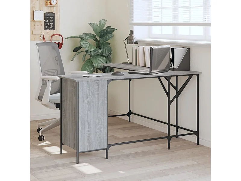 Escritorio madera de ingeniería gris Sonoma 141x141x75 cm