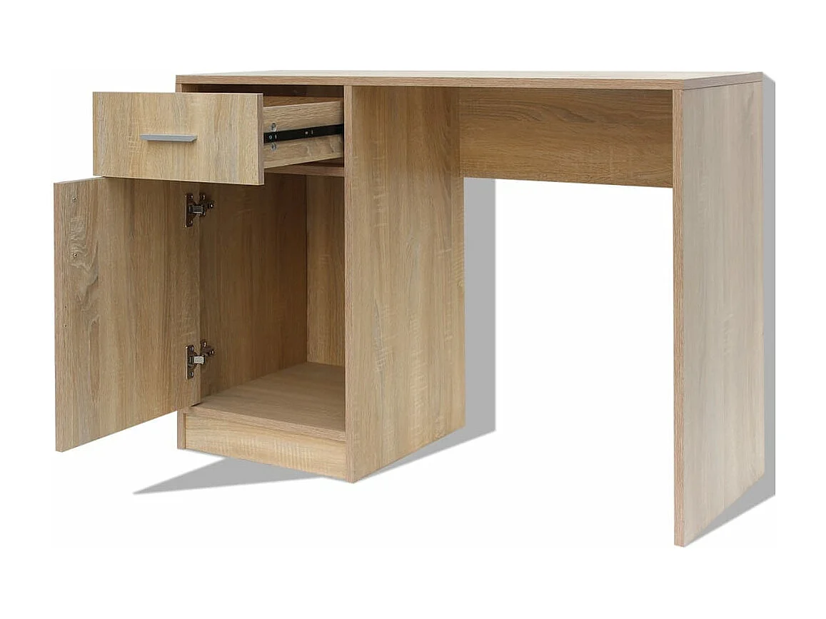 Bureau met lade en kastje 100x40x73 cm eiken