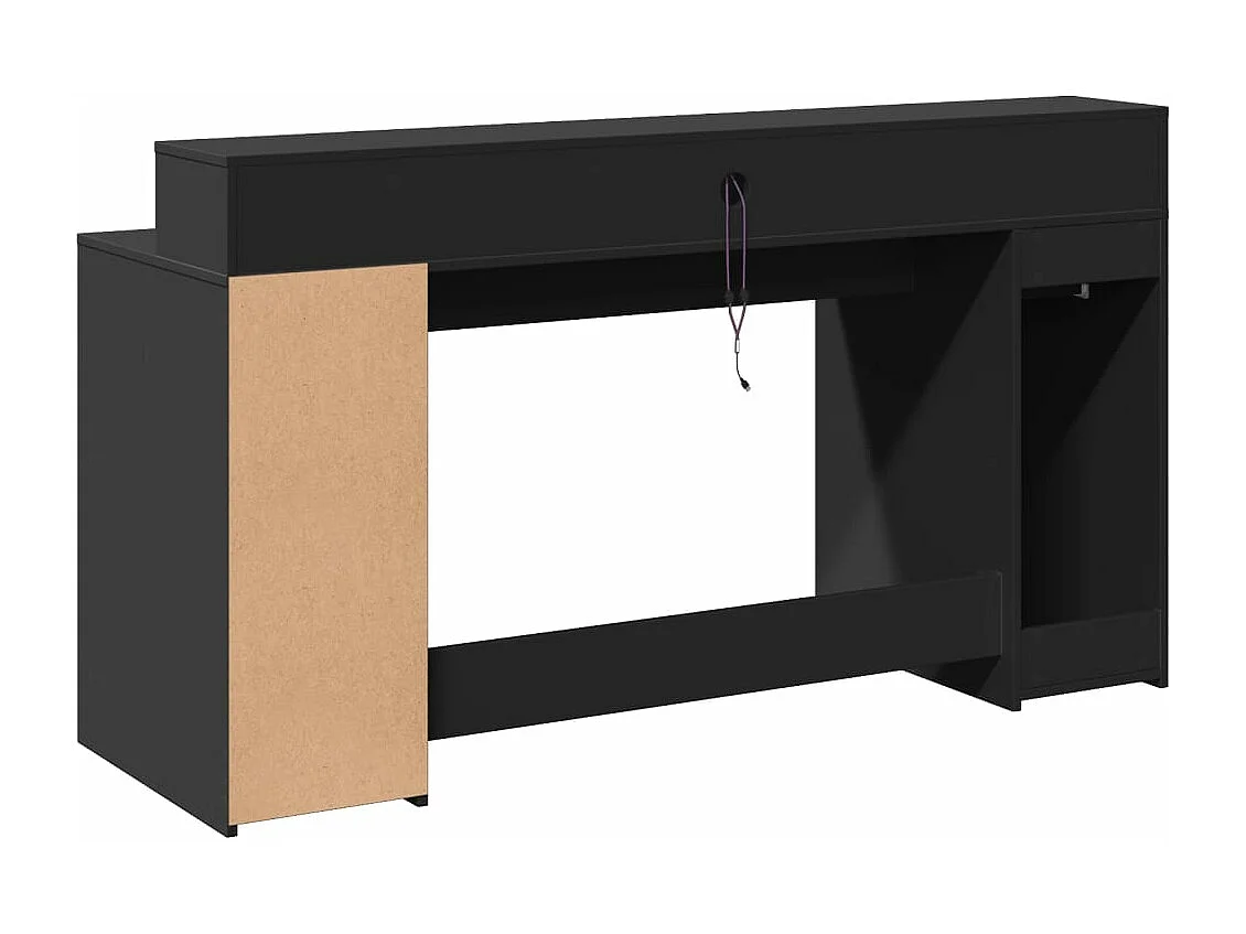 Bureau avec lumières LED noir 160x55x91 cm bois d'ingénierie