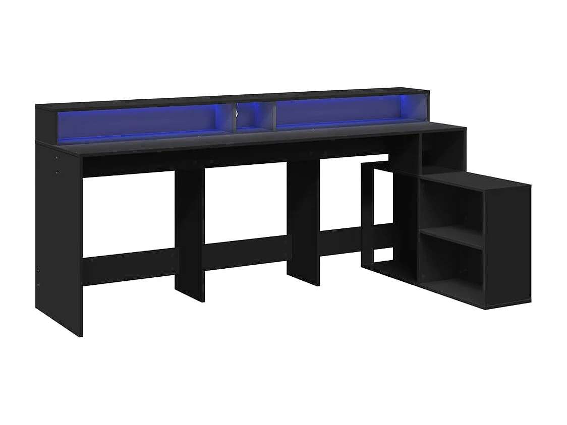 Bureau avec lumières LED noir 200x104x91 cm bois d'ingénierie