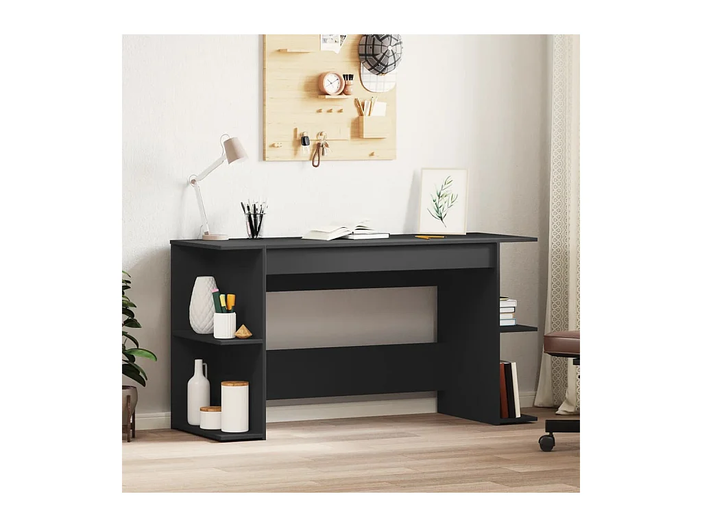 Bureau noir 140x50x75 cm bois d'ingénierie