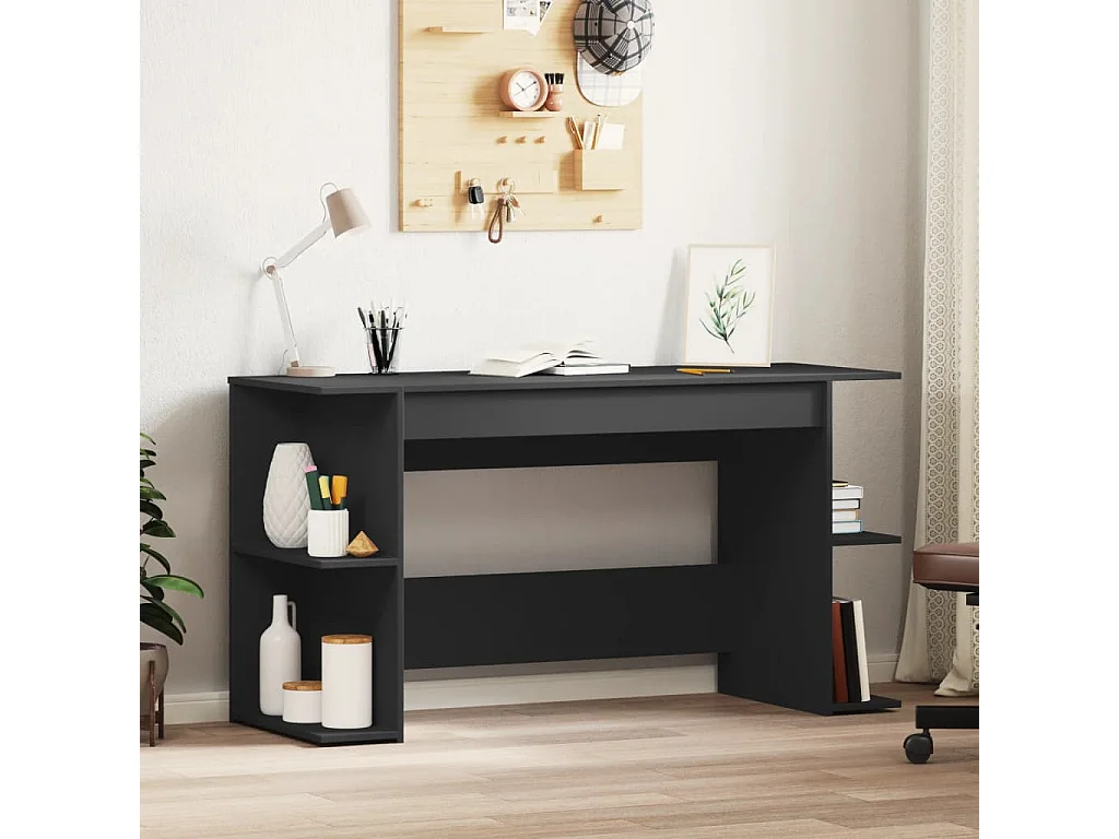 Bureau noir 140x50x75 cm bois d'ingénierie