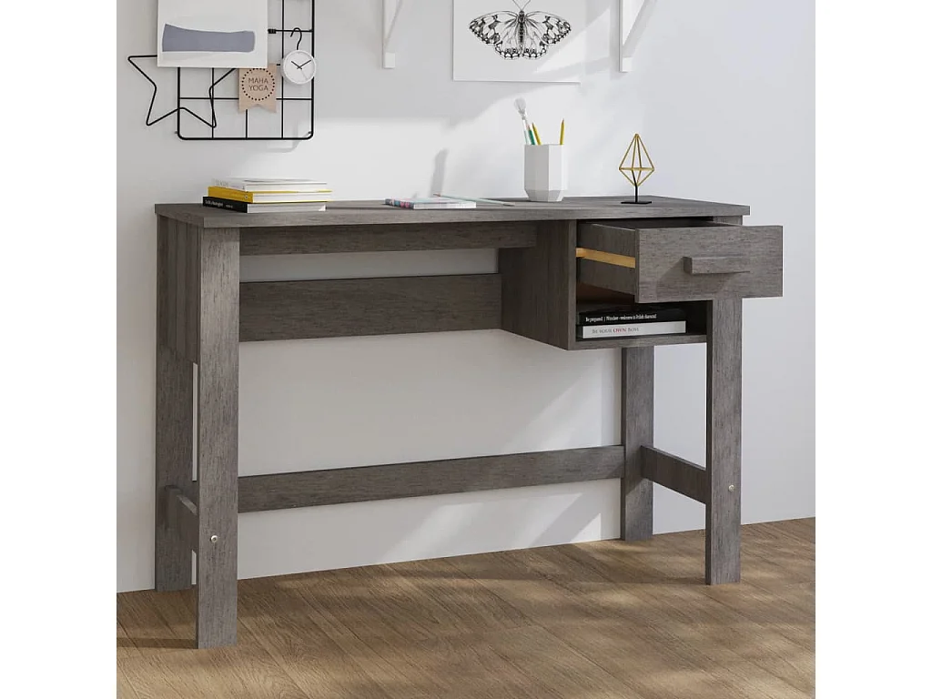 Secretária HAMAR 110x40x75 cm pinho maciço cinza-claro