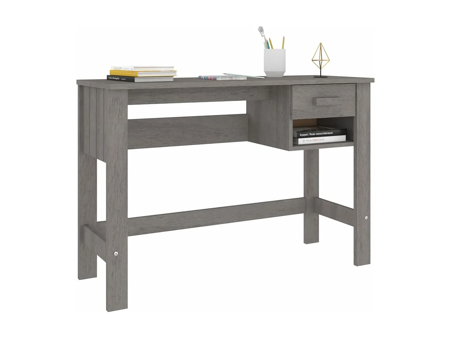 Schreibtisch HAMAR Hellgrau 110x40x75 cm Massivholz Kiefer