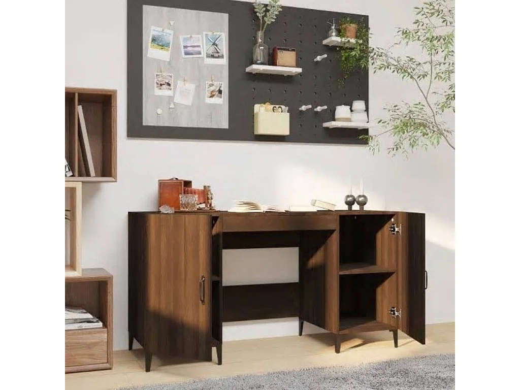 Bureau Chêne marron 140x50x75 cm Bois d'ingénierie