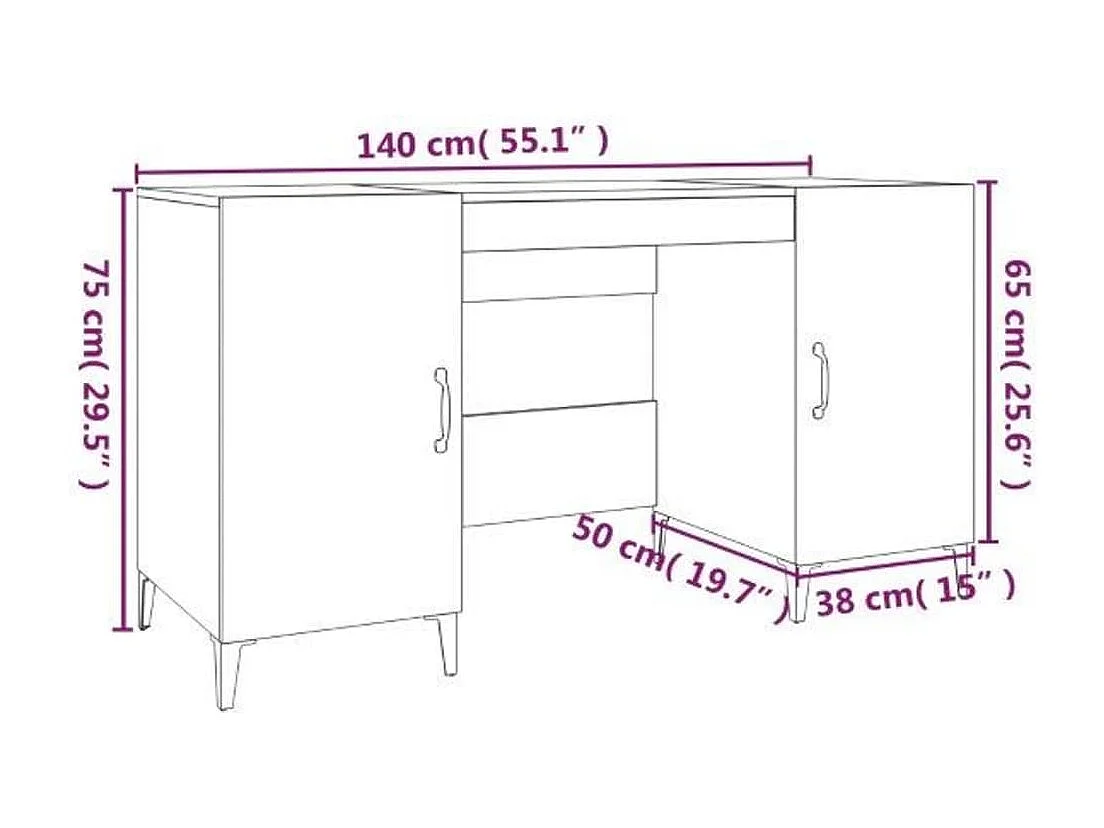 Bureau Chêne marron 140x50x75 cm Bois d'ingénierie