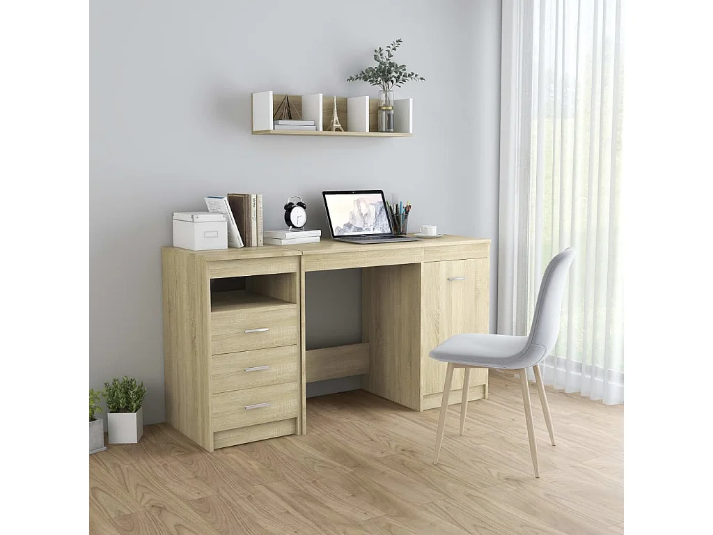 Bureau Chêne sonoma 140x50x76 cm Bois d’ingénierie