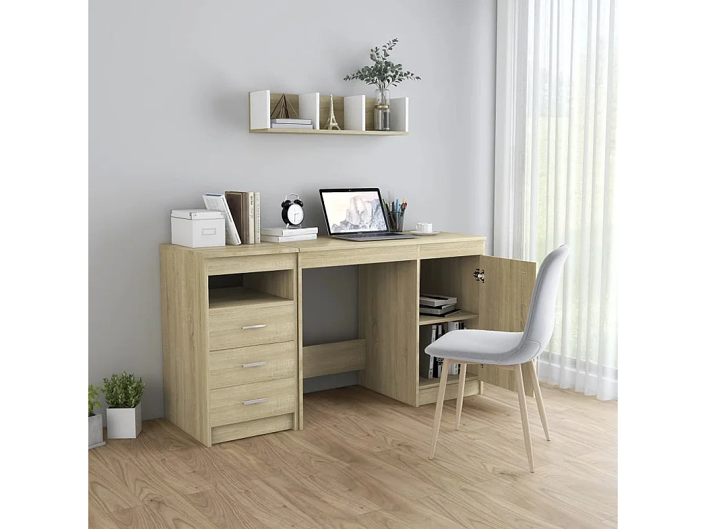 Bureau Chêne sonoma 140x50x76 cm Bois d’ingénierie