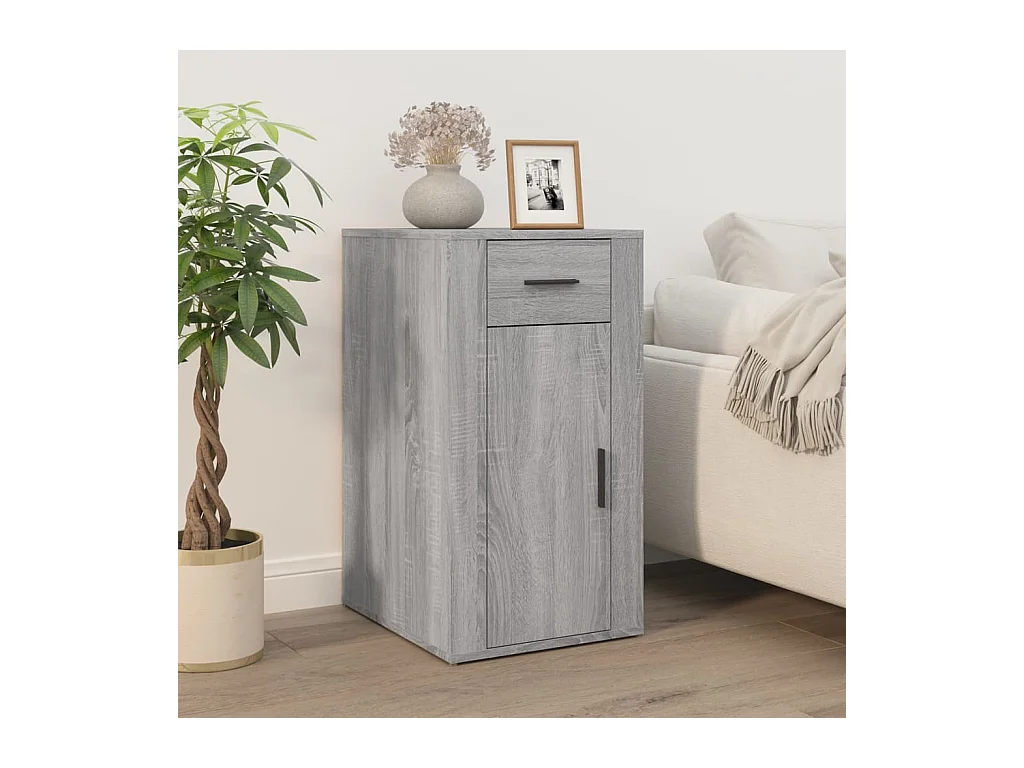 Bureau avec armoire sonoma gris bois d'ingénierie