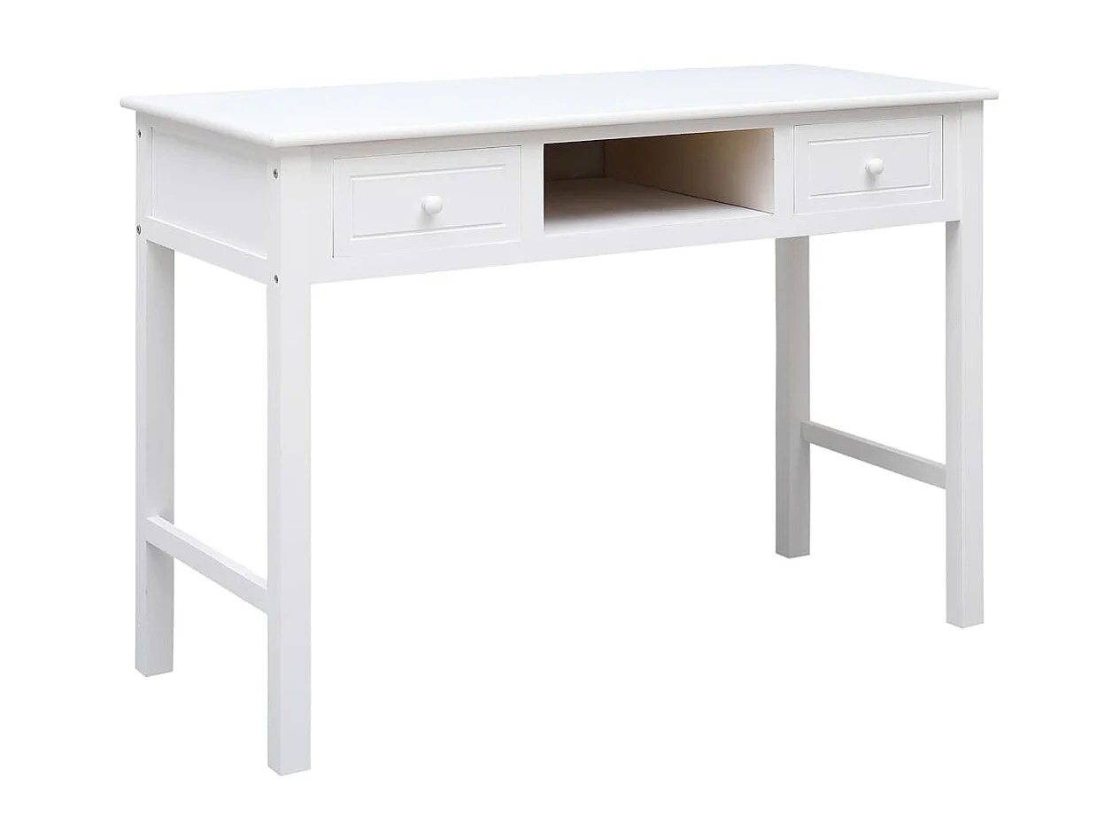 Scrivania Bianca 108x45x76 cm in Legno Massello di Paulownia