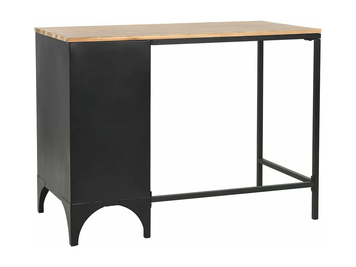 Bureau à piédestal unique Bois de sapin et acier 100x50x76 cm