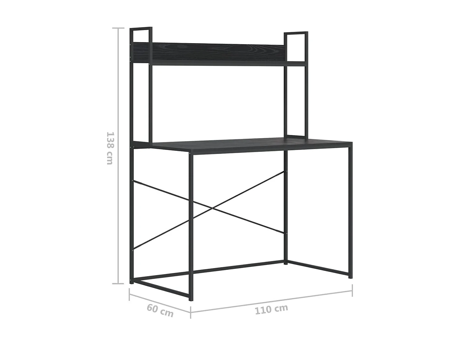 Bureau d'ordinateur noir 110x60x138 cm bois d’ingénierie