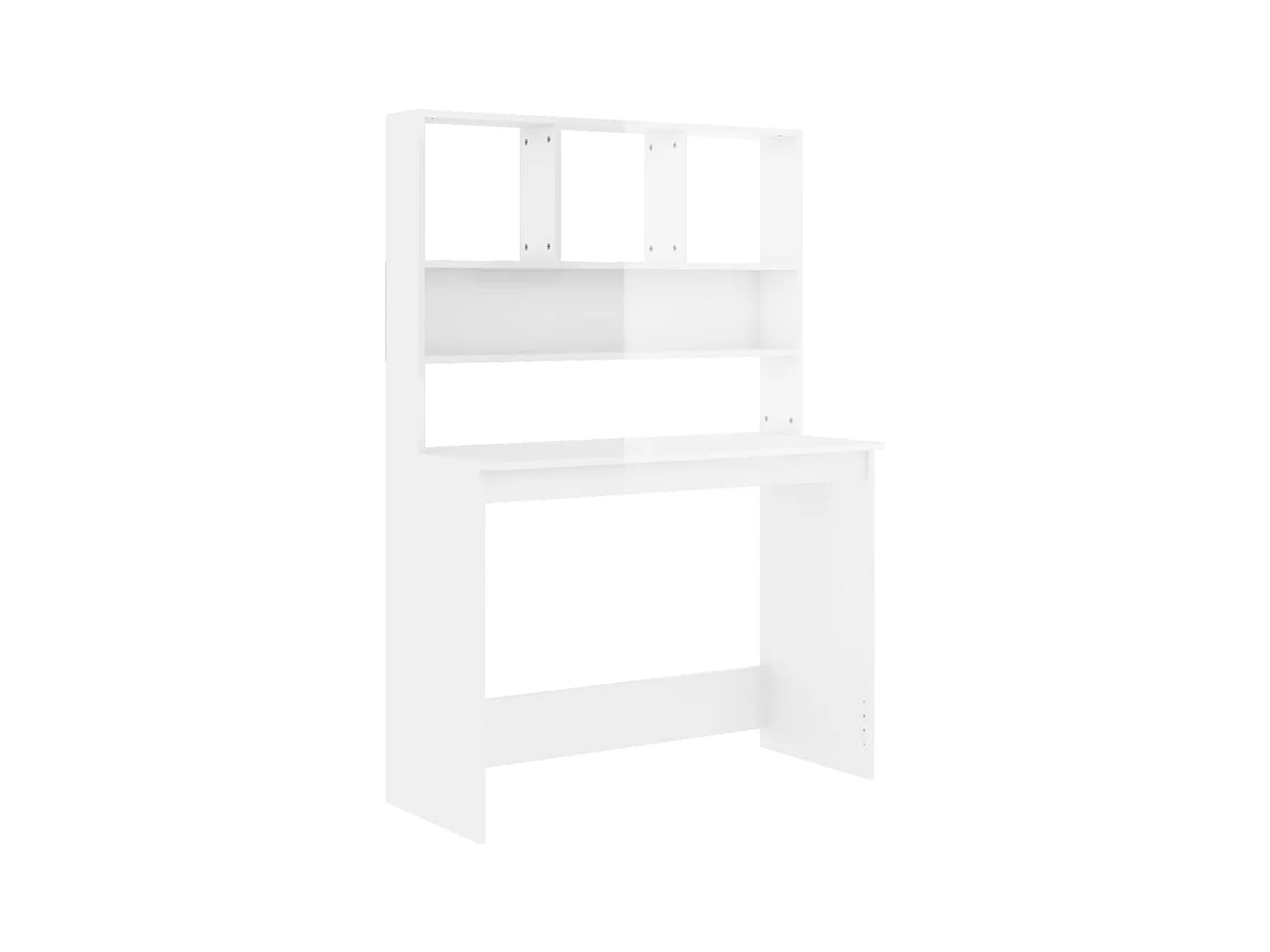 Bureau met schappen 102x45x148 cm bewerkt hout hoogglans wit
