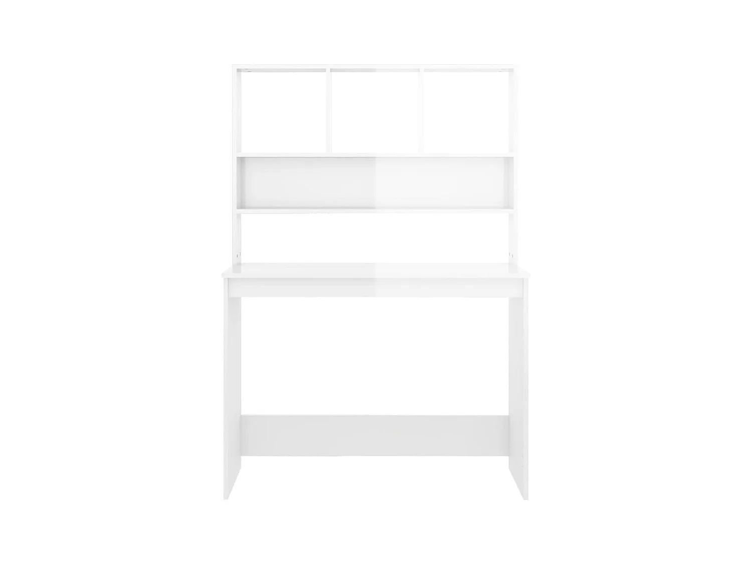 Bureau met schappen 102x45x148 cm bewerkt hout hoogglans wit