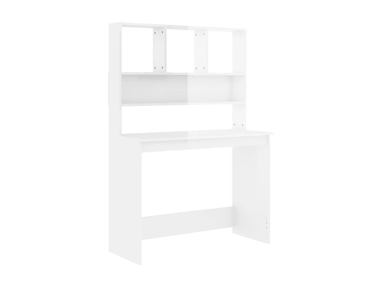 Bureau met schappen 102x45x148 cm bewerkt hout hoogglans wit