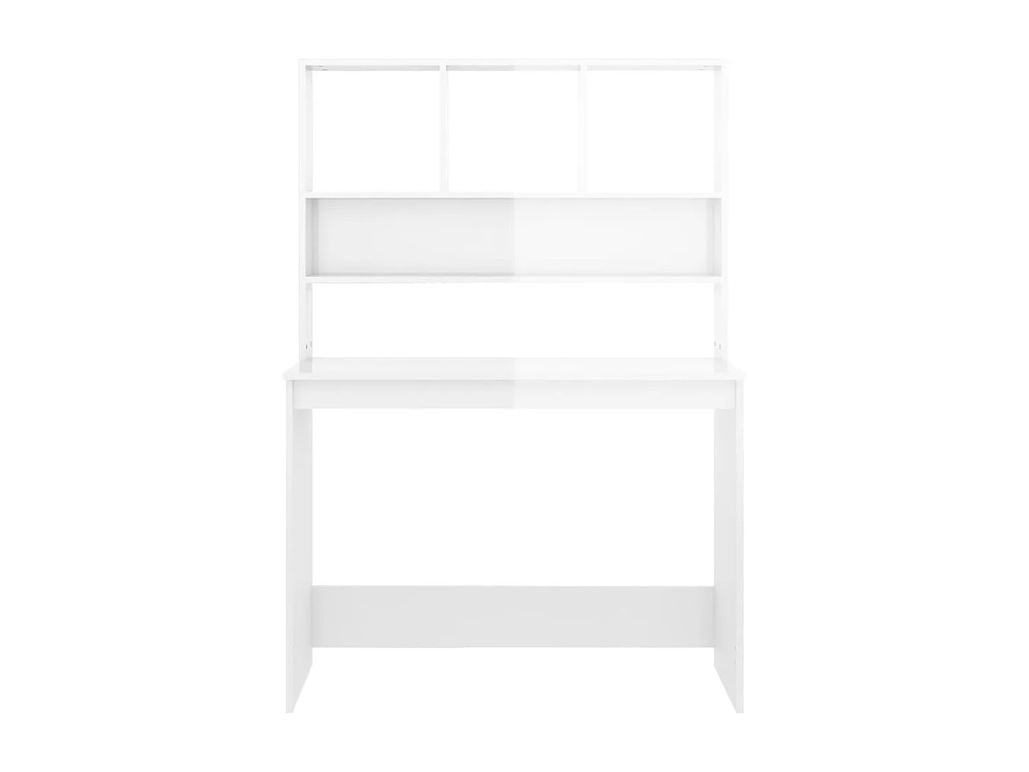 Bureau met schappen 102x45x148 cm bewerkt hout hoogglans wit