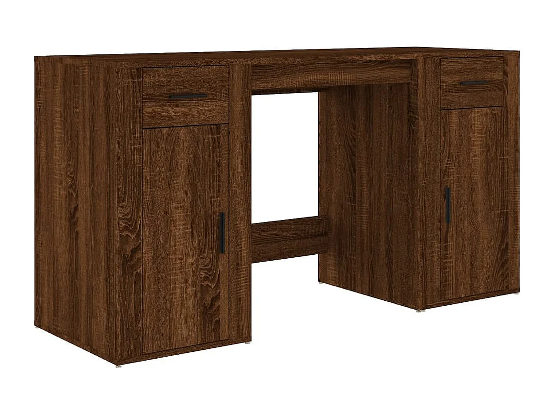 Bureau avec armoire chêne marron bois d'ingénierie