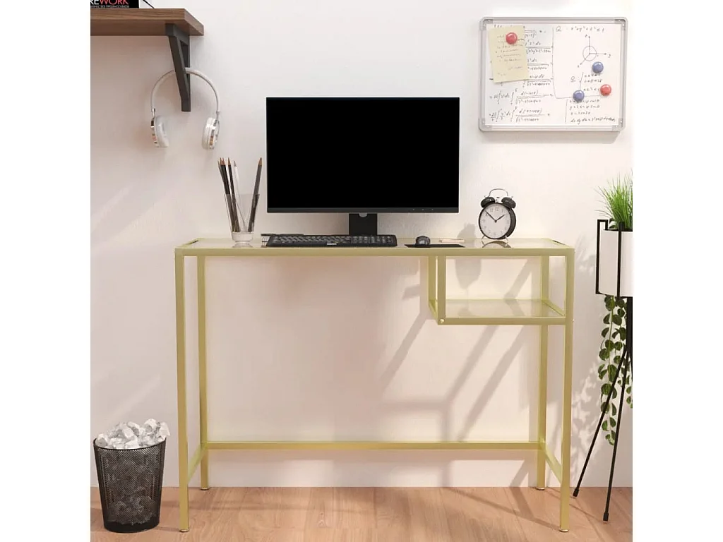Bureau d'ordinateur Transparent 100x36x74 cm Verre trempé
