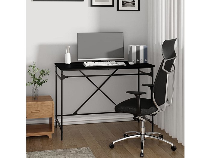 Scrivania Da Ufficio Rovere Nero 90x45x76 Cm In Legno Multistrato Con 3 Cassetti – Resistente, Facile Da Pulire, Adatta A Studio E Camera