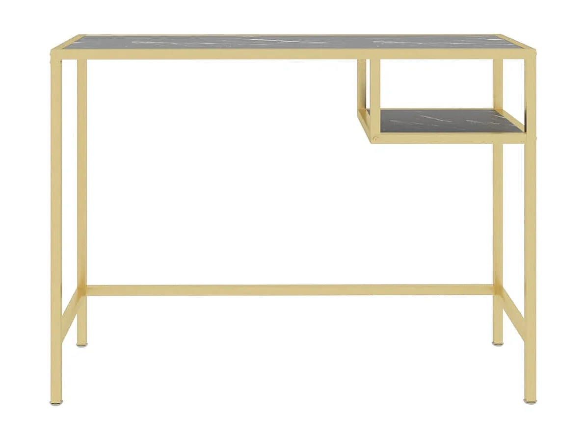 Bureau d'ordinateur Marbre noir 100x36x74 cm Verre trempé