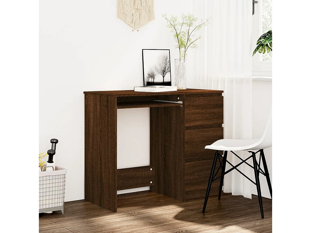 Bureau Chêne marron 90x45x76 cm Bois d'ingénierie