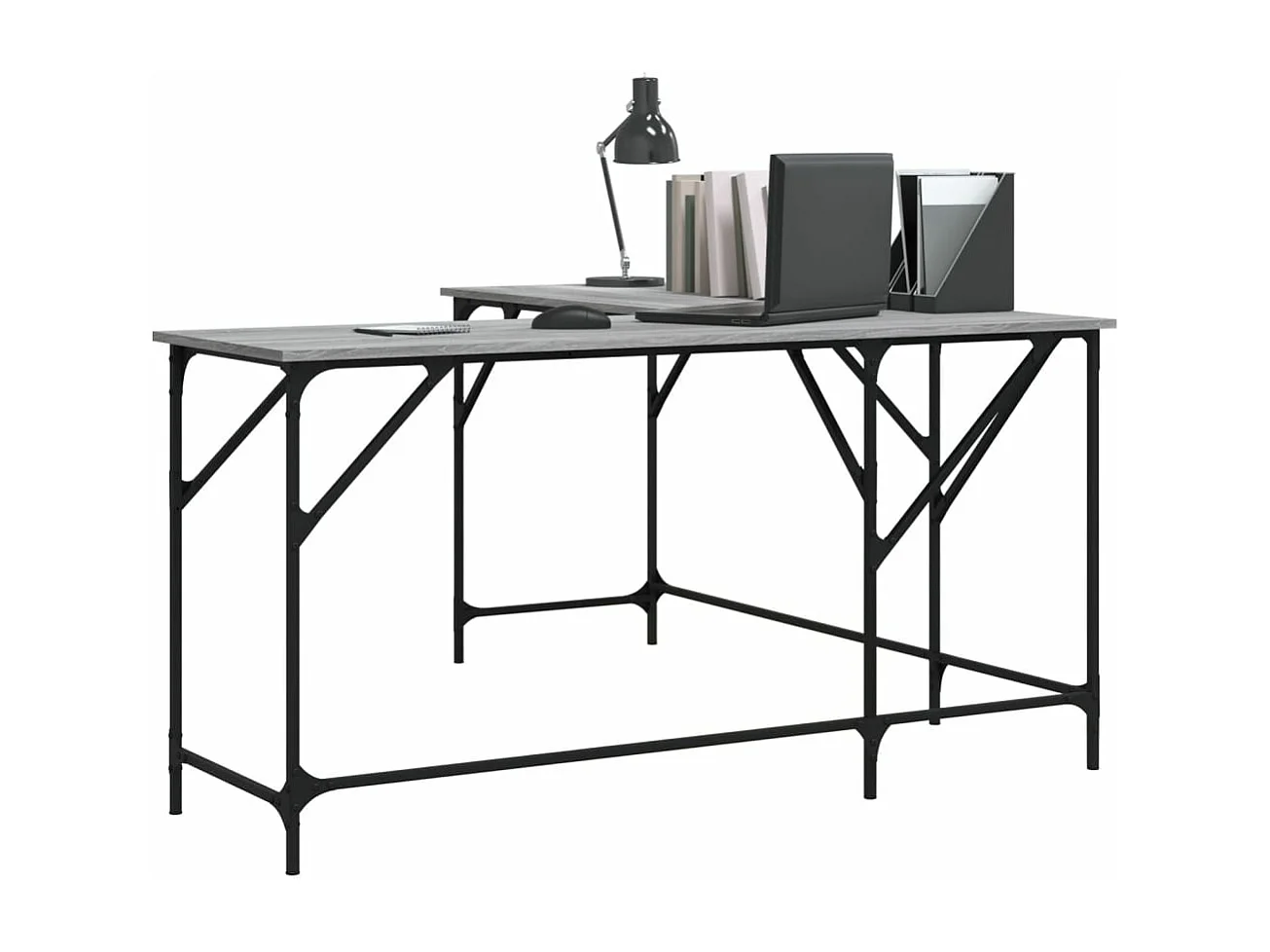 Bureau sonoma gris 149x149x75 cm bois d'ingénierie