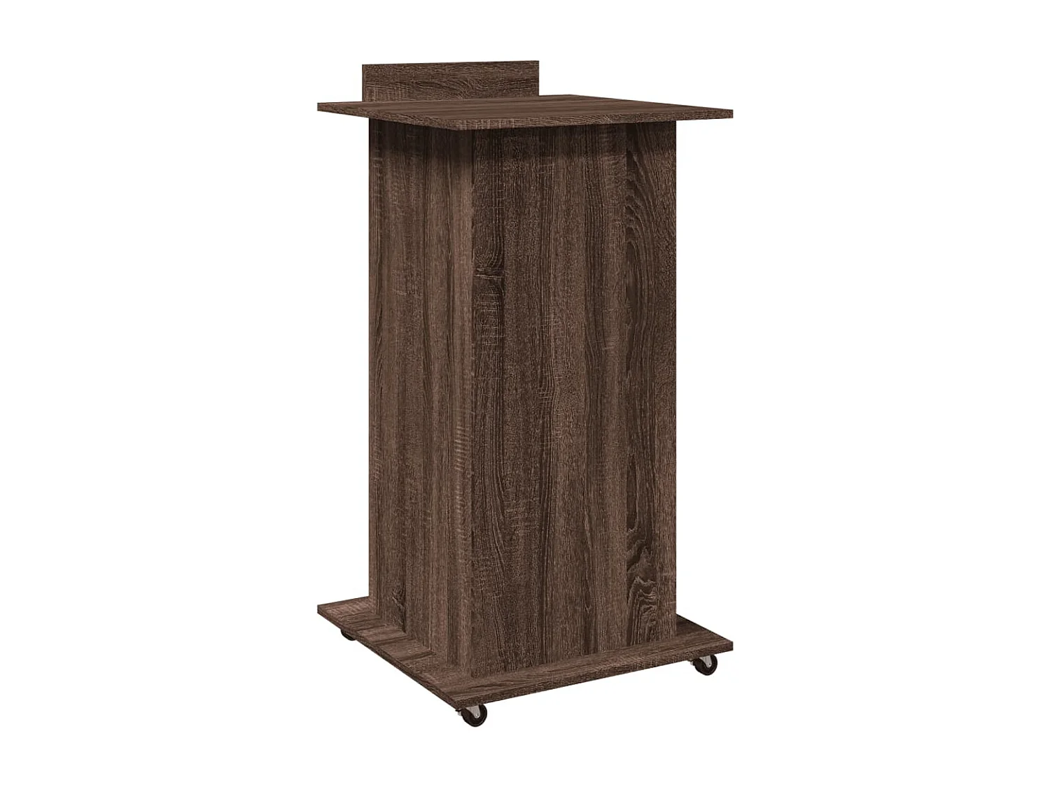 Atril con ruedas y cajón madera ingeniería marrón 55x55x107 cm