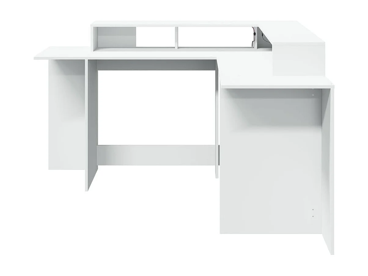 Scrivania con Luci LED Bianca 152x152x91 cm in Truciolato